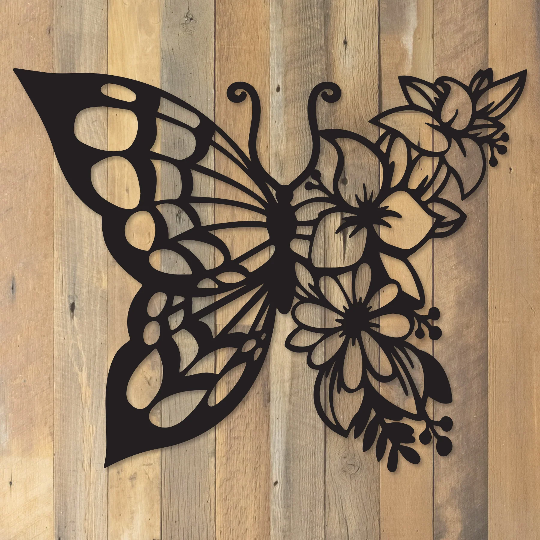 Butterfly Flowers Metal Wall Art - Alvarez Pro Painting LLC