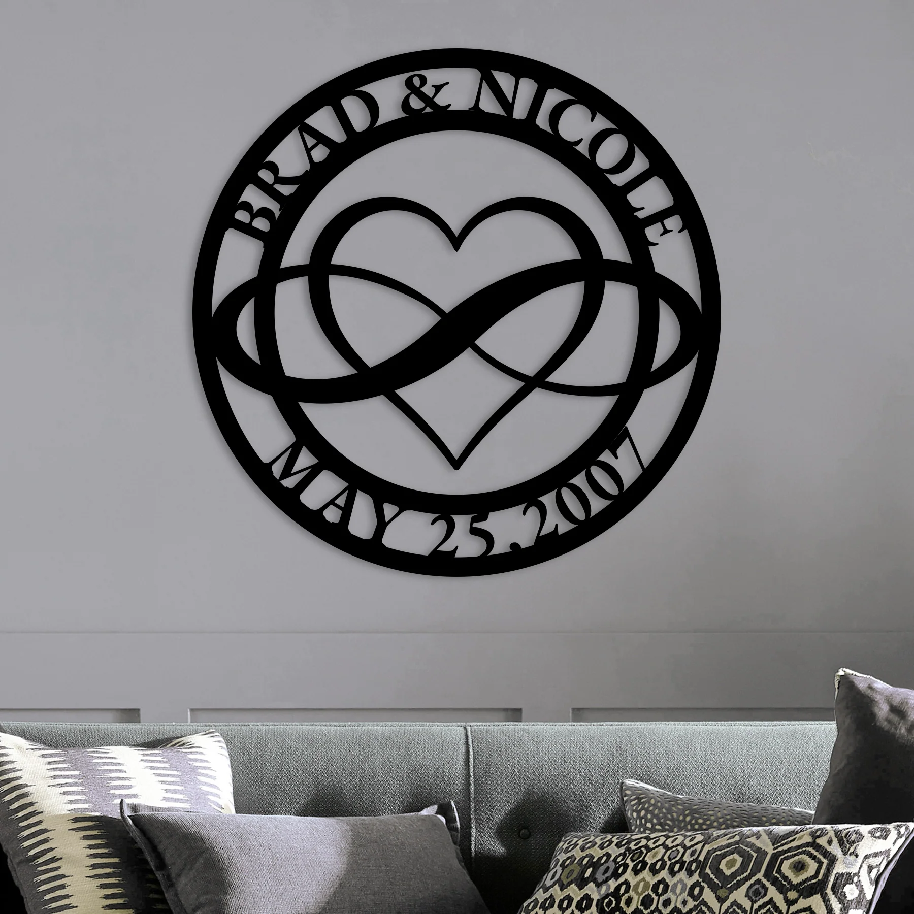 Custom Couple Infinity Heart Metal Art - Alvarez Pro Painting LLC