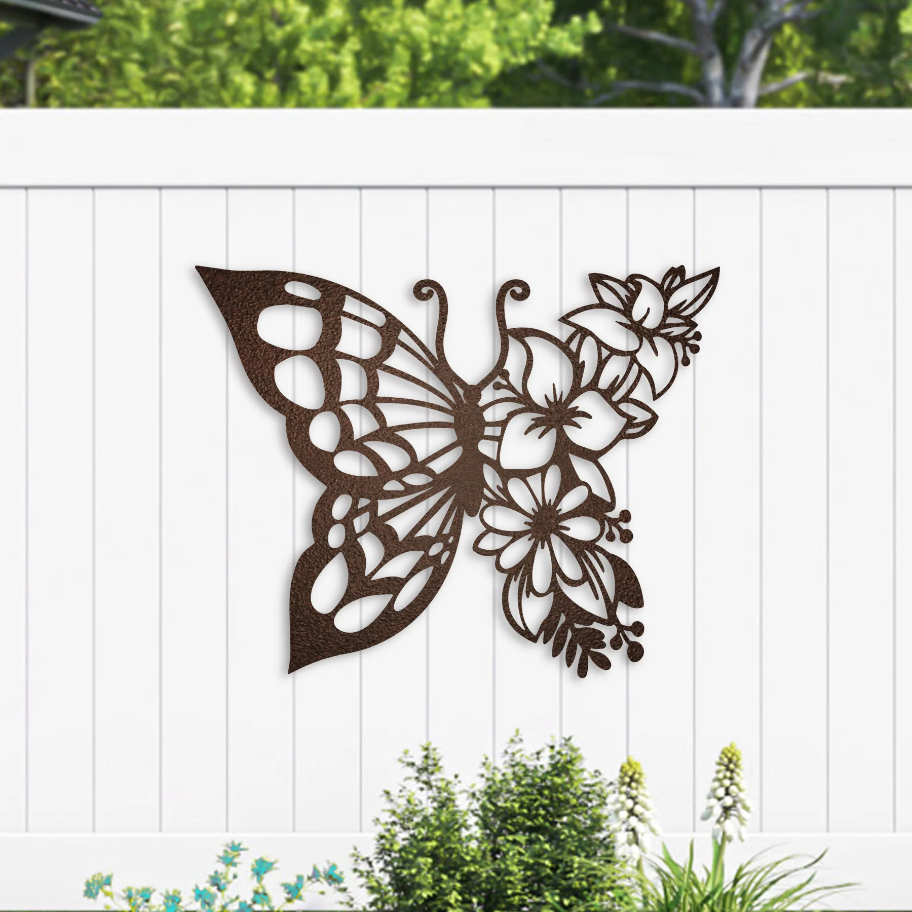 Butterfly Flowers Metal Wall Art - Alvarez Pro Painting LLC