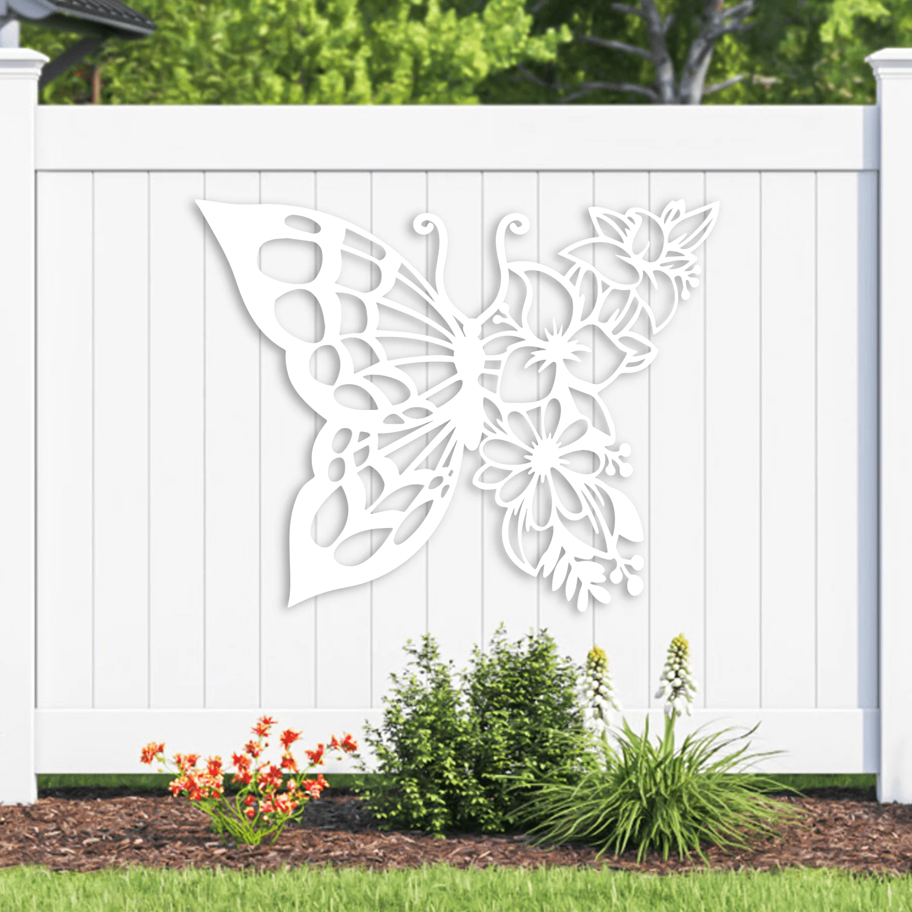 Butterfly Flowers Metal Wall Art - Alvarez Pro Painting LLC