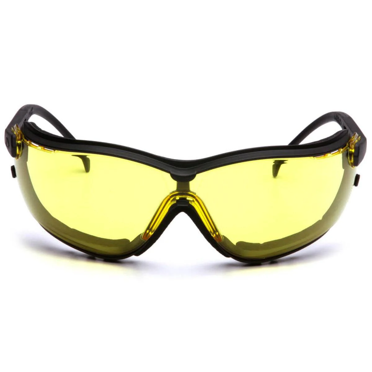 Pyramex V2G Safety Glasses/Goggles Black Frame Amber Lens - Alvarez Pro Painting LLC