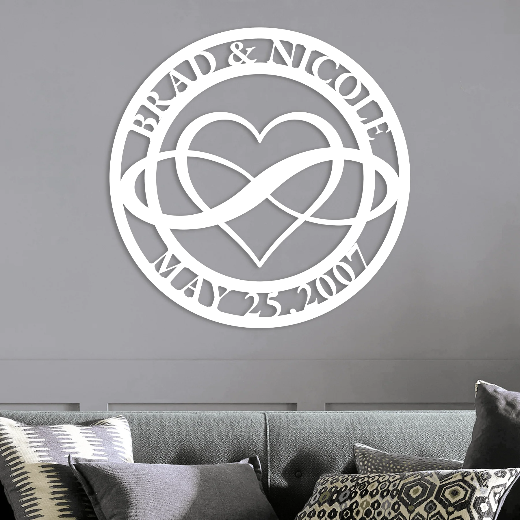 Custom Couple Infinity Heart Metal Art - Alvarez Pro Painting LLC