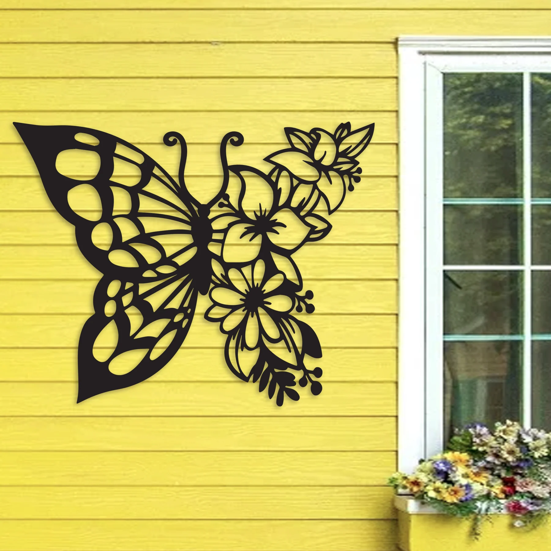 Butterfly Flowers Metal Wall Art - Alvarez Pro Painting LLC